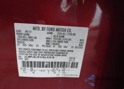 2017 Lincoln Mkx Reserve from USA, damaged, VIN 2LMPJ8LR1HBL53216